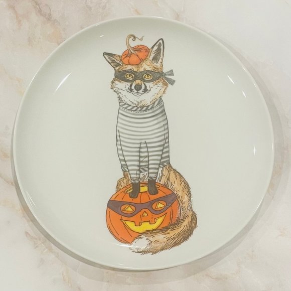 Halloween Set of 4 New in Box West Elm Rachel Kozlowski Dapper Animals Plate - Picture 5 of 6